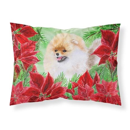 Carolines Treasures Carolines Treasures CK1330PILLOWCASE Pomeranian Poinsettas Fabric Standard Pillowcase CK1330PILLOWCASE